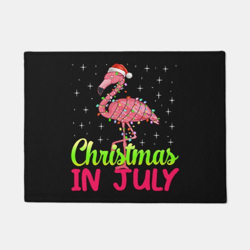 Christmas In July Tee Pink Flamingo Lover Doormat