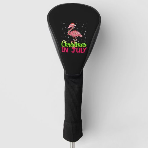 Christmas In July Tee Pink Flamingo Lover Golf Head Cover