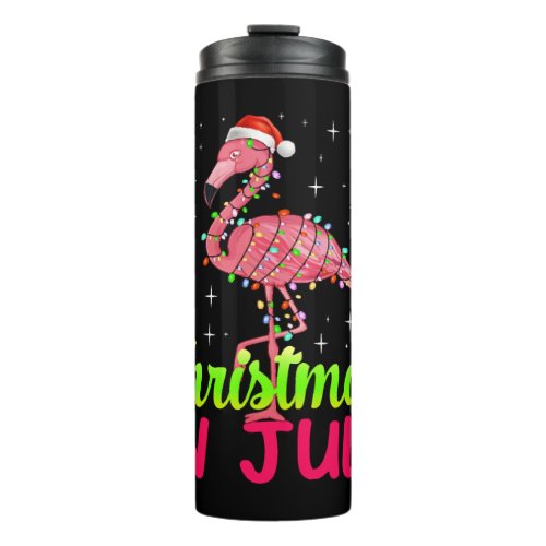 Christmas In July Tee Pink Flamingo Lover Thermal Tumbler