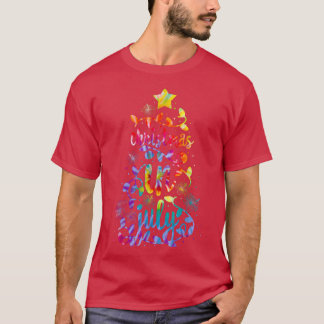 Christmas In July Tie Dye Colorful Xmas Tree Light T-Shirt