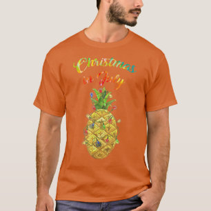 Christmas In July Tie Dye Pineapple Xmas Tree Ligh T-Shirt