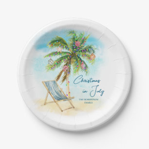 Christmas in July Tropical Beach Palm Trees Paper Plates