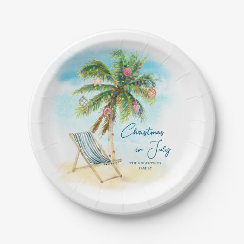 Christmas in July Tropical Beach Palm Trees  Paper Plates