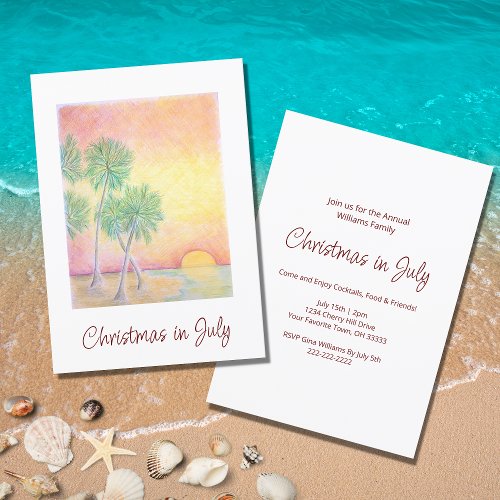Christmas in July Tropical Beach Party Invitation