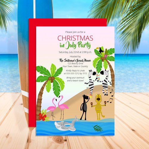 Christmas in July Tropical Beach Party  Invitation