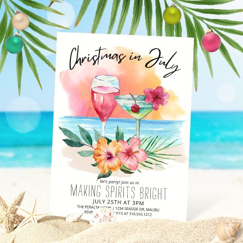 Christmas In July Tropical Beach Summer Party Invitation