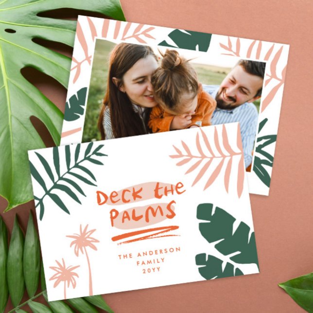 Christmas in july tropical palm tree modern photo holiday card (Creator Uploaded)