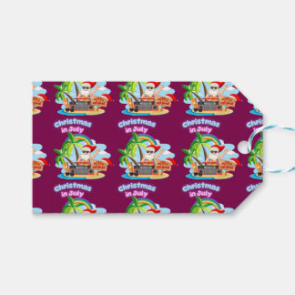 Christmas in July Tropical Santa Beach Design Gift Tags