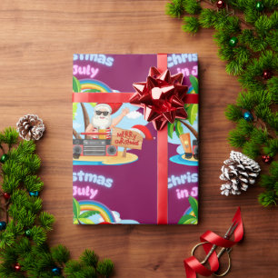 Christmas in July Tropical Santa Beach Design Wrapping Paper