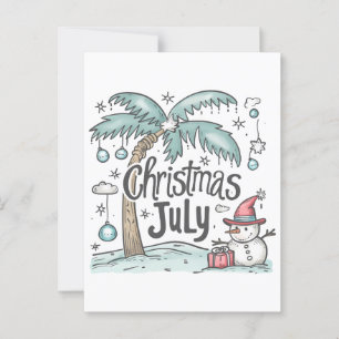 Christmas in July Tropical Snowman Palm Tree gift Postcard