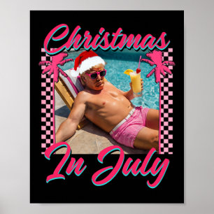 Christmas In July Trump Funny Chillin Santa Hawai Poster