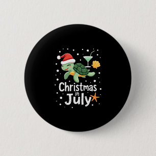 Christmas In July Turtle Summer Xmas Tortoise Wome Button
