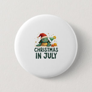 Christmas In July Turtle Summer Xmas Tortoise Wome Button