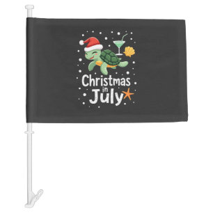 Christmas In July Turtle Summer Xmas Tortoise Wome Car Flag