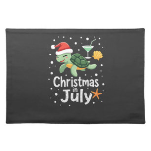 Christmas In July Turtle Summer Xmas Tortoise Wome Cloth Placemat
