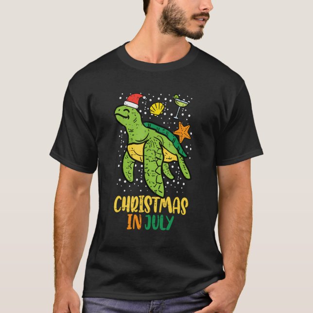 Christmas In July Turtle Summer Xmas Tortoise Wome T-Shirt (Front)