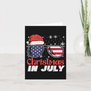 Christmas In July Us Flag Santa Patriot Men Women  Card