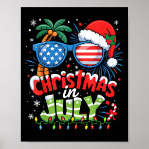 Christmas In July Usa Flag Summer Beach Hawaii San Poster