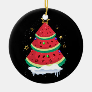 Christmas In July Watermelon Christmas Tre Summer Ceramic Ornament