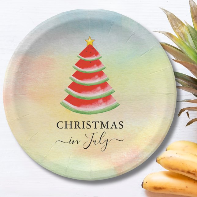 Christmas in July Watermelon Christmas Tree Paper Plates (Creator Uploaded)
