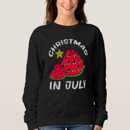 Christmas In July Watermelon Christmas Tree Summer Sweatshirt