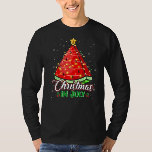 Christmas In July Watermelon Christmas Tree Summer T_Shirt