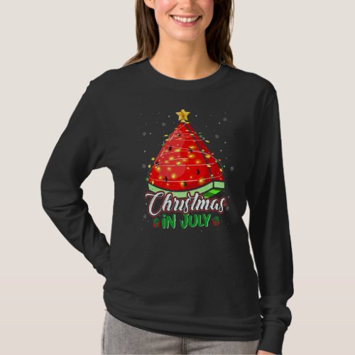 Christmas In July Watermelon Christmas Tree Summer T_Shirt
