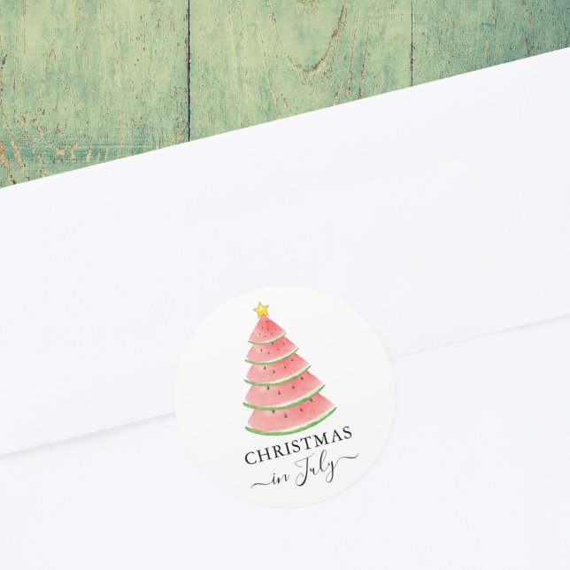 Christmas in July Watermelon Classic Round Sticker (Creator Uploaded)