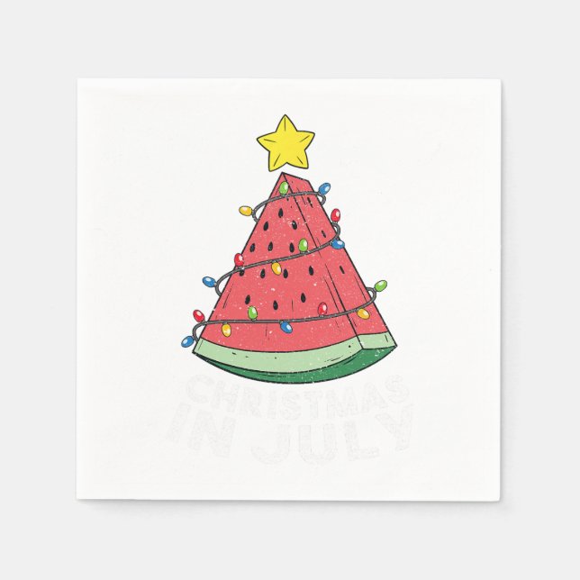 Christmas In July Watermelon Flamingo Xmas Tree Su Napkins (Front)