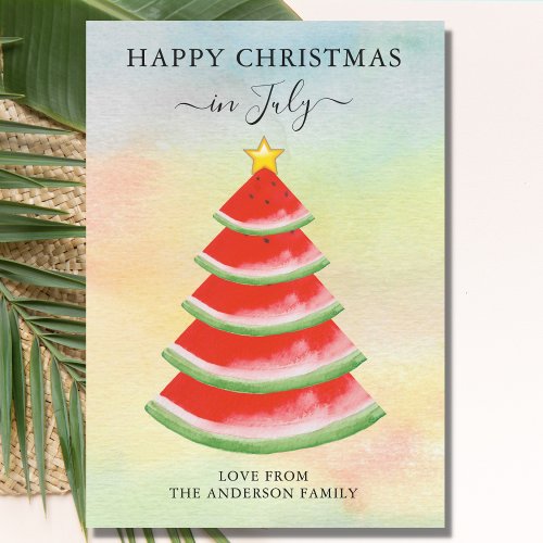 Christmas in July Watermelon  Holiday Card