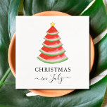 Christmas in July Watermelon Napkins<br><div class="desc">These Christmas in July Paper Napkins are decorated with a red watercolor watermelon Christmas tree.
Easily customizable.
Use the Design Tool to change the text size,  style,  or color.
Because we create our artwork you won't find this exact image from other designers.
Original Watercolor © Michele Davies.</div>