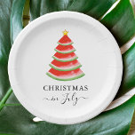Christmas in July Watermelon Paper Plates<br><div class="desc">These Christmas in July Paper Plates are decorated with a red watercolor watermelon Christmas tree.
Easily customizable.
Use the Design Tool to change the text size,  style,  or color.
Because we create our artwork you won't find this exact image from other designers.
Original Watercolor © Michele Davies.</div>