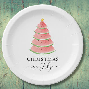 Christmas in July Watermelon Paper Plates