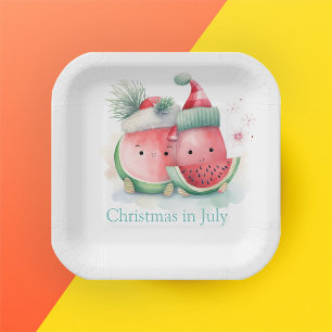 Christmas in July watermelon Paper Plates