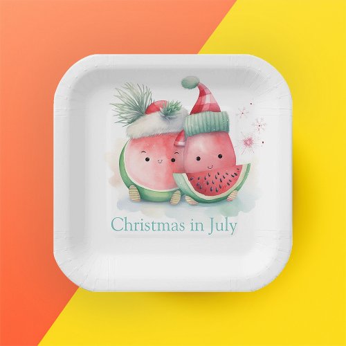 Christmas in July watermelon  Paper Plates
