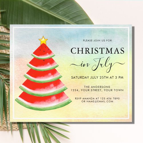 Christmas in July Watermelon Party Invitation Flyer