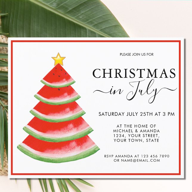 Christmas in July Watermelon Party Invitation Flyer (Creator Uploaded)