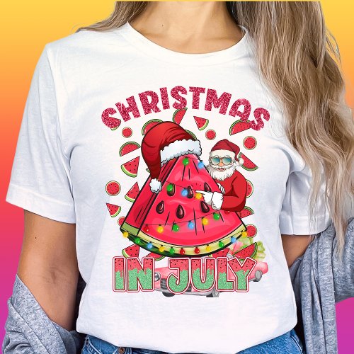 Christmas in July Watermelon Santa_Tropical_Summer T_Shirt