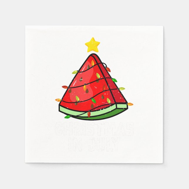 Christmas In July Watermelon Shirt Summer Beach Va Napkins (Front)