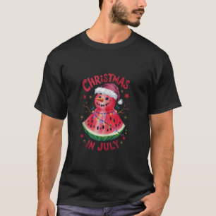 Christmas in July Watermelon Snowman Funny Holiday T-Shirt