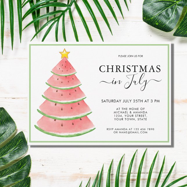 Christmas in July Watermelon Summer Party Invitation (Creator Uploaded)