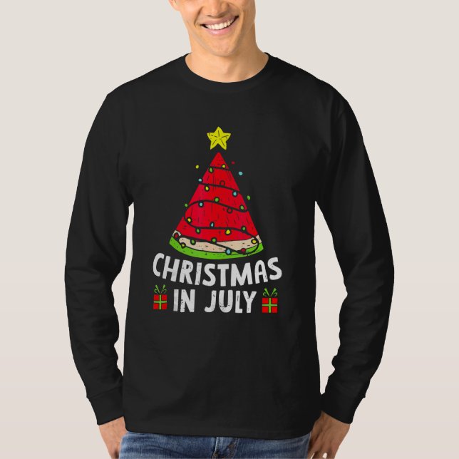 Christmas In July Watermelon Summer Vacation Beach T-Shirt (Front)