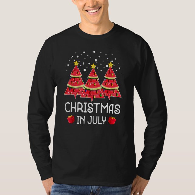 Christmas In July Watermelon Summer Vacation Beach T-Shirt (Front)