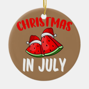 Christmas In July Watermelon Summer Vacation Ceramic Ornament