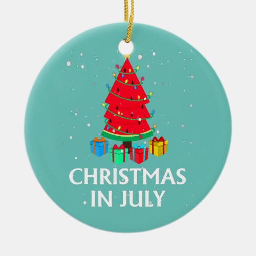 Christmas In July Watermelon Summer Vacation Ceramic Ornament