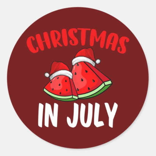 Christmas In July Watermelon Summer Vacation Classic Round Sticker