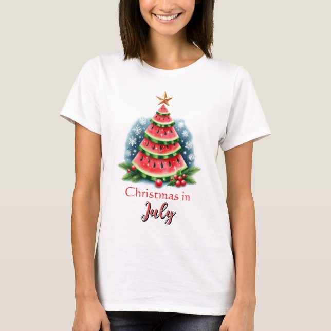 Christmas in July Watermelon Tree Festive  T-Shirt (Front)