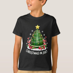 Christmas In July Watermelon Tree Funny Flamingo X T-Shirt