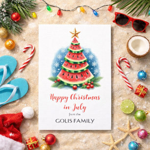 Christmas in July Watermelon Tree  Holiday Card