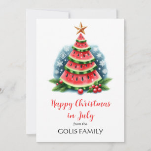Christmas in July Watermelon Tree Holiday Card